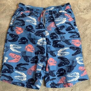 Cat & Jack Blue Swim Trunks with Dinosaur Design